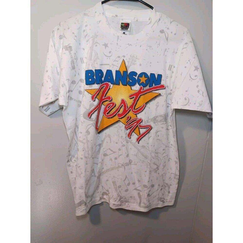 Vintage 1997 BRANSON Country Music Single Stitch AOP T-Shirt Size Large